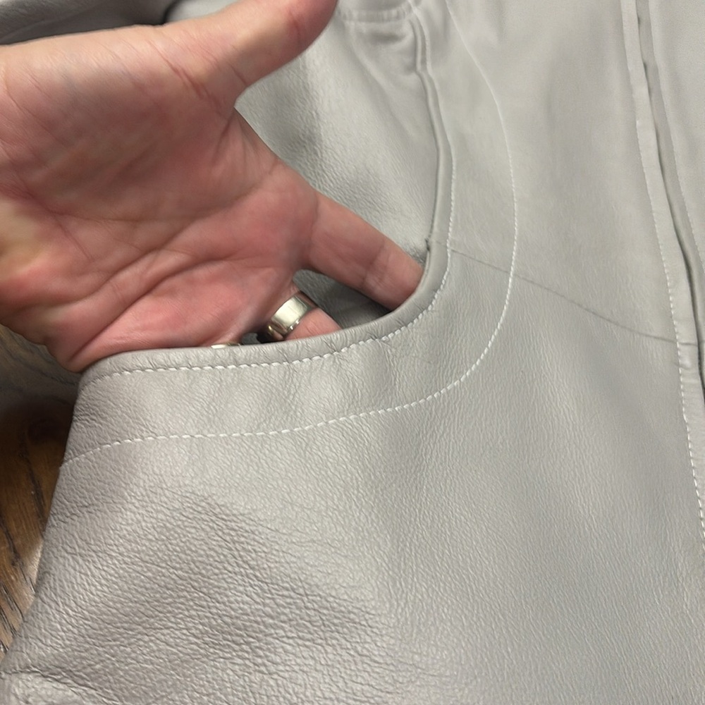 GUILLAUME Grey Leather Jacket - Picture 12 of 16